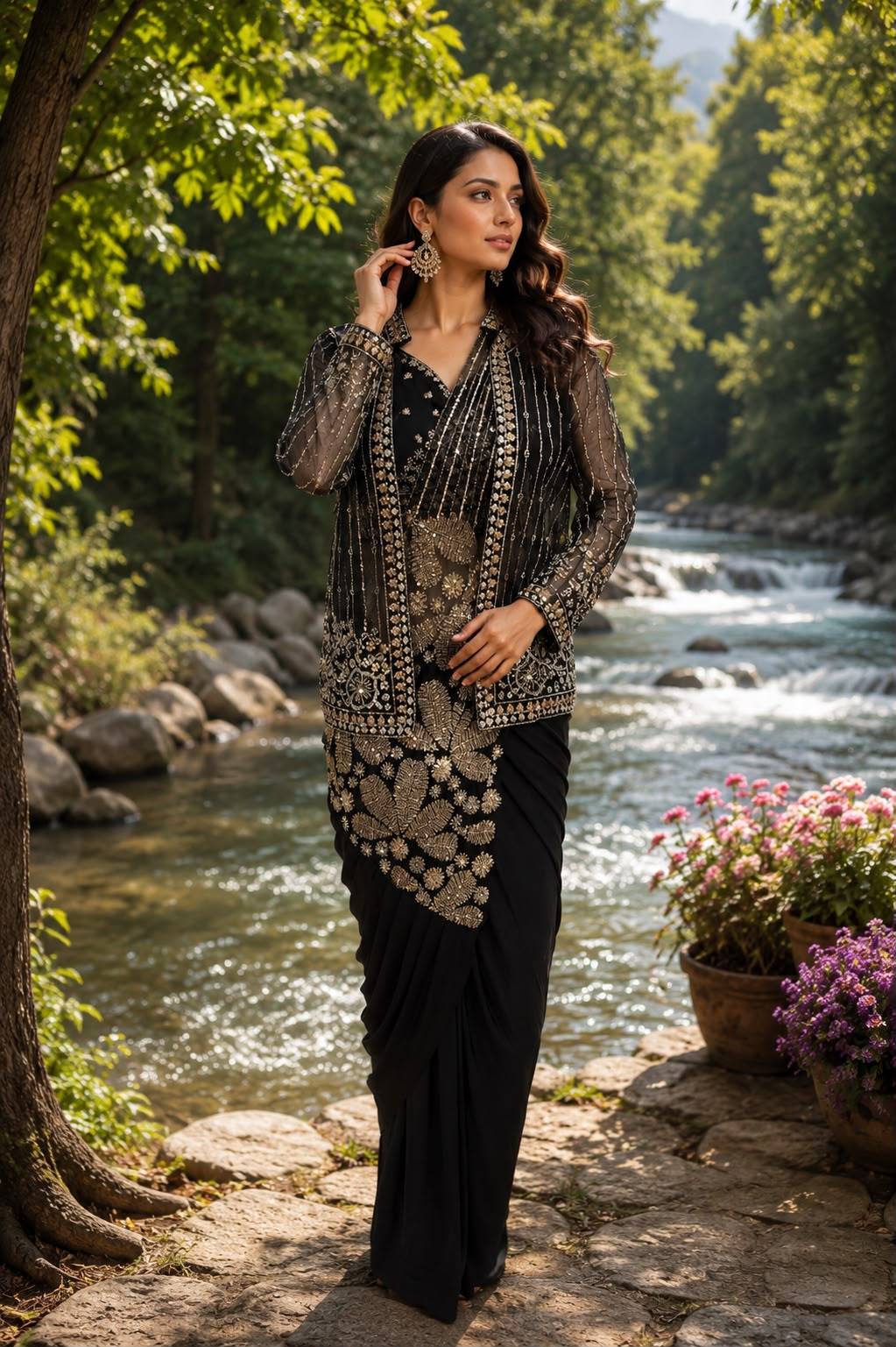 102439 By AMOHA TRENDZ 01 To 04 Series Indian Traditional Wear Collection Fancy Colorful Party Wear LAYCRA Stitched Sarees At Wholesale Price